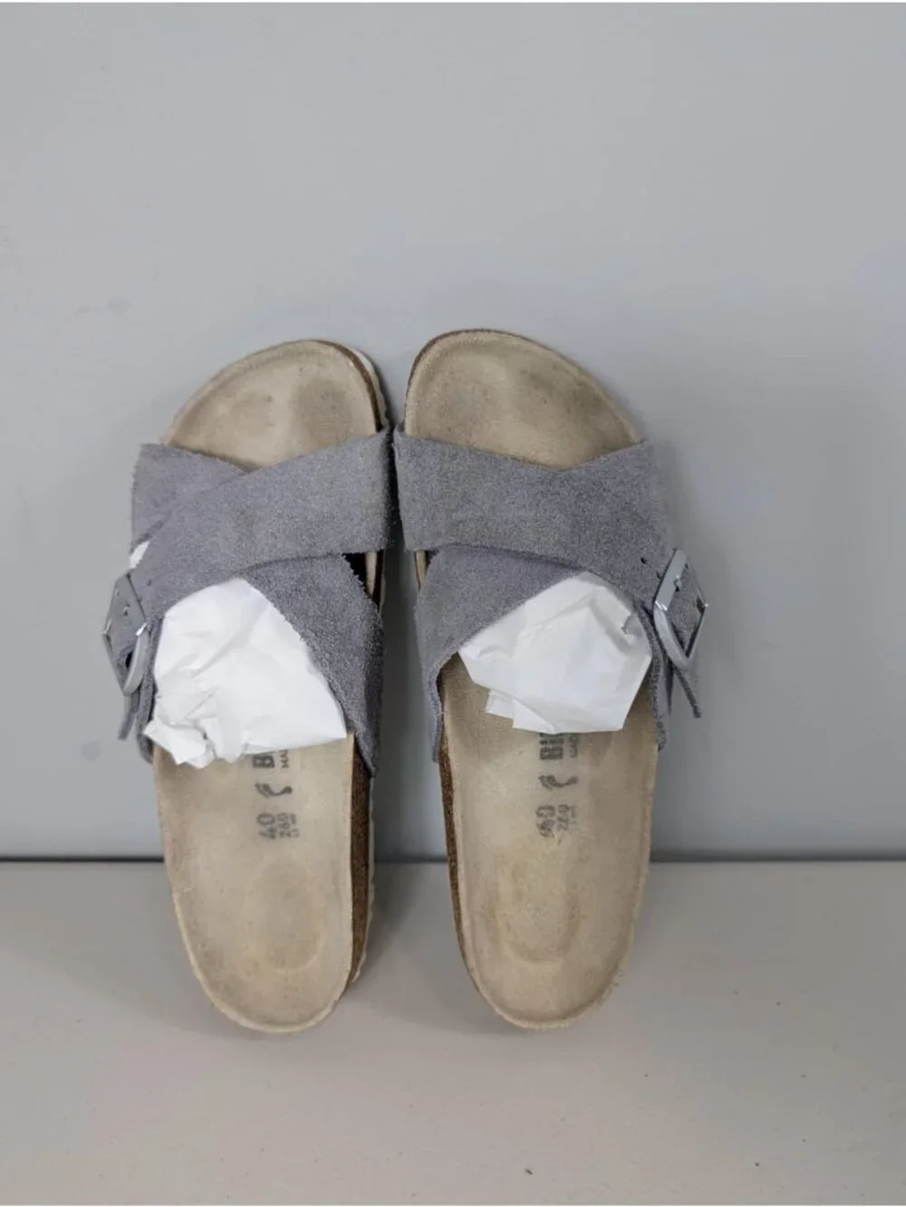 Birkenstock Siena slide sandals in gray suede leather women's size 9
